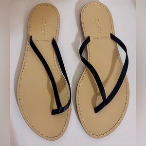 J. Crew Black Italian Leather Thong Sandals Size 8